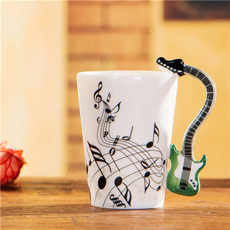 Guitar Ceramic Cup Personality Music Note Milk Juice Lemon Mug Coffee Tea Cup Home Office Drinkware Unique Gift