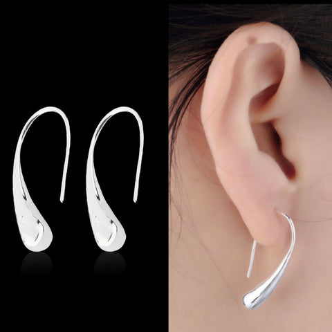 Fashion - Silver Hook Stud Earrings