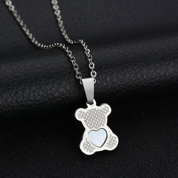 Charm Hollow Cubic Zircon Bear Chain Necklaces For Women Gold Color Animal Necklace Jewelry Gift