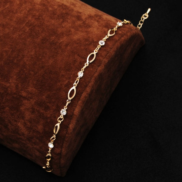Free shipping Chain Bracelet Gold Color Women Love Heart Link Bracelet Crystal  Bracelets Bangles Valentine's Day Gift