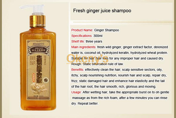 Genuine Professional Hair ginger Shampoo 300ml, Hair regrowth Dense Fast, Thicker, Shampoo Anti Hair Loss Product