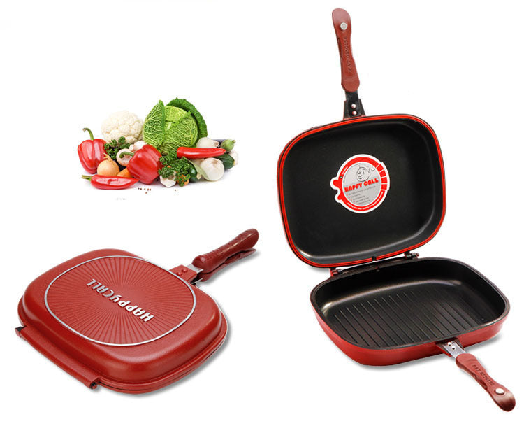 Wholesale Happycall Happy Call 30cm Big Size Fry Pan Non-stick Fryer Pan Double Side Grill Fry Pan