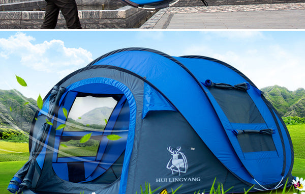 HLY Large throw tent!outdoor 3-4persons automatic speed open throwing pop up windproof waterproof beach camping tent large space