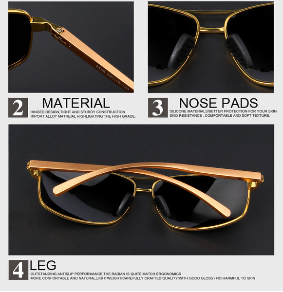 MERRY'S Men Luxury Polarized Sunglasses Aluminum Alloy Classic  Brand Men Sunglasses Gold Frame High quality Original Package