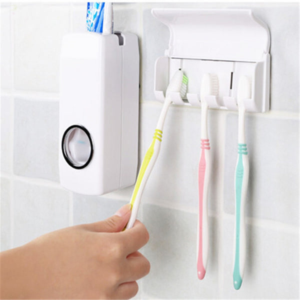 High Quality Bathroom Sets New Automatic Toothpaste Dispenser Toothbrush Holder Set