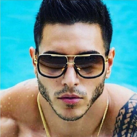 New Brand Designer Square Sunglasses Men Oversized Sun Glasses Clear Metal Gold Black Frame Couple Cool Shades Vintage Sunglass