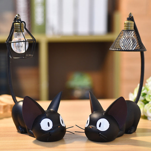 Zakka Mini Cute Black Cat Night Light Desktop Resin Figurines Miniatures Home Bedroom Decoration Crafts Kids Gift HYZ9021