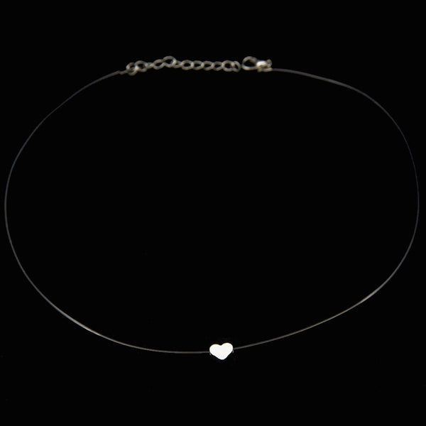 Poputton Female Transparent Fishing Line Necklace Silver Invisible Chain Necklace Women Rhinestone Choker Necklace Collier Femme