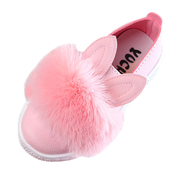 MUQGEW Cute toddlers baby girls rabbit ear pompom shoes for children kids leather single shoes #XTN