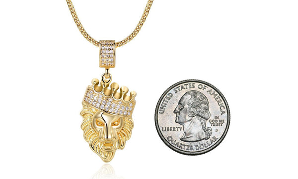 18K Gold-Plated Lion Head Pendant with Chain Necklace