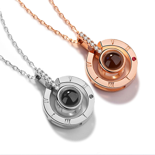 New Arrival Rose Gold&Silver 100 languages I love you  Memory Wedding Necklace