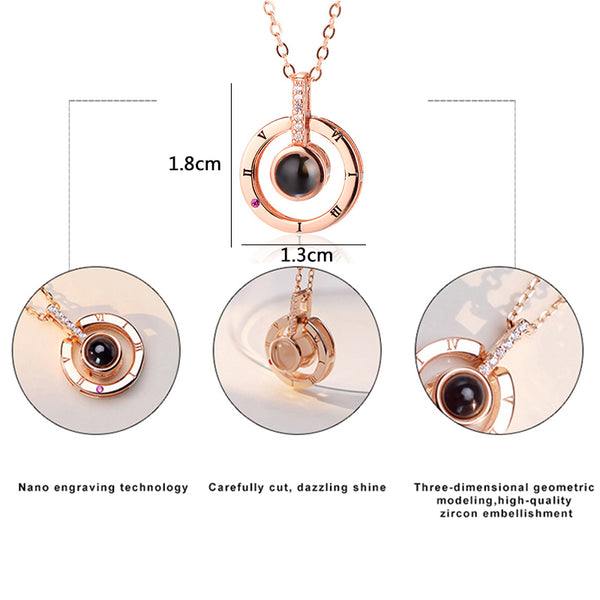 New Arrival Rose Gold&Silver 100 languages I love you  Memory Wedding Necklace