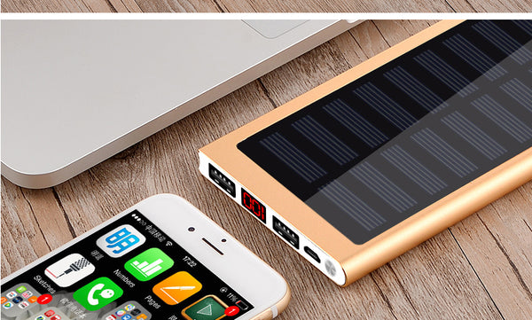 Solar 20000mah Power Bank External Battery 2 USB LED Powerbank Portable Mobile phone Solar Charger for Xiaomi mi iphone X 8plus