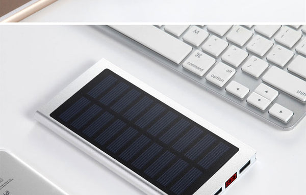 Solar 20000mah Power Bank External Battery 2 USB LED Powerbank Portable Mobile phone Solar Charger for Xiaomi mi iphone X 8plus