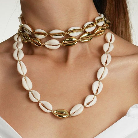 Fashion Hot Shell Necklace Bracelet Set 3 Different Design Gold Necklace Set