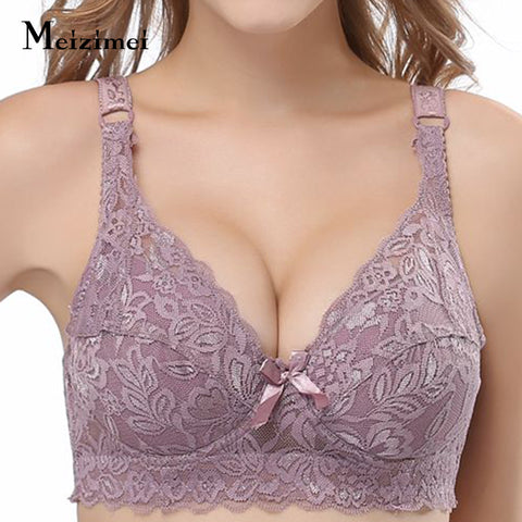 Plus Large Big Size Lace Bras for Women's Sexy Lingerie Super Push