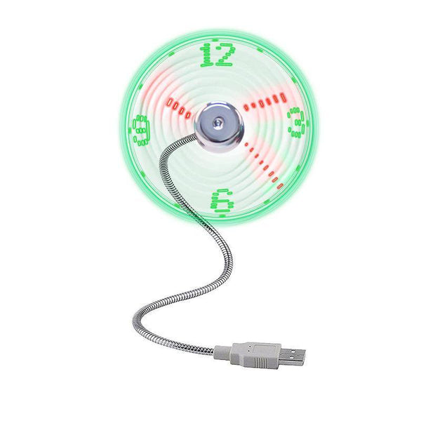 USB LED Clock Fan With Real Time Display Function