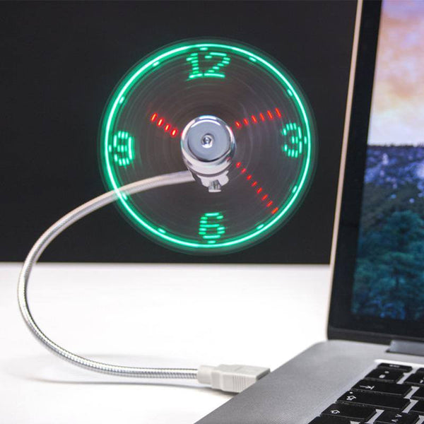 USB LED Clock Fan With Real Time Display Function